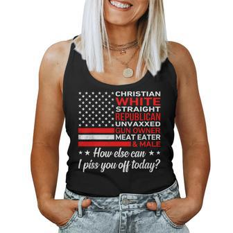 Christian White Straight Republician American Flag Women Tank Top - Monsterry