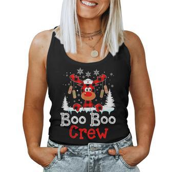 Christmas Boo Boo Crew Reindeer Nurse Buffalo Plaid Nurse Women Tank Top - Monsterry DE