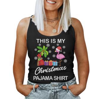 This Is My Christmas Pajama Flamingo Hawaiian Lover Women Tank Top - Monsterry