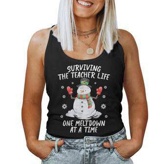 Christmas Surviving Teacher Life Meltdown Teacher Christmas Women Tank Top | Mazezy
