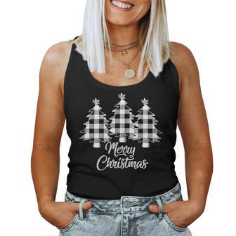 Christmas Tree White Buffalo Plaid Christmas Women Tank Top - Monsterry UK