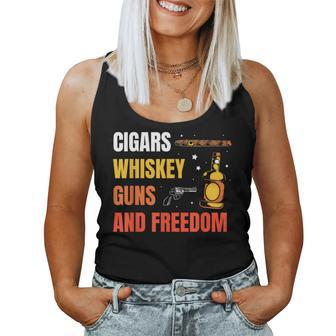 Cigars Whiskey Guns And Freedom Whisky Cigar Lover Women Tank Top - Monsterry
