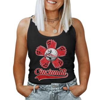 Cincinnati Baseball Flower I Love Cincinnati Baseball Spirit Women Tank Top - Monsterry DE
