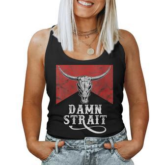 Classic Damn Strait Pride Vintage Bulls Skulls And Leopard Women Tank Top - Monsterry