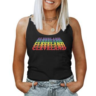 Cleveland City Gay Pride Rainbow Word Women Tank Top - Monsterry UK