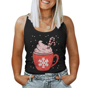 Coffee Candy Cane Christmas Pajama X-Mas Snowflakes Women Tank Top - Monsterry UK