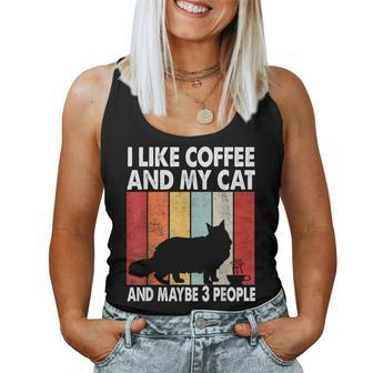 I Like Coffee And My Cat Maybe 3 People Vintage Maine Coon Women Tank Top - Monsterry AU