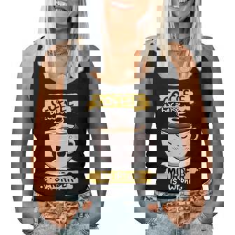 Coffee Because Murder Is Wrong Cute Coffee Caffeine Women Tank Top - Thegiftio