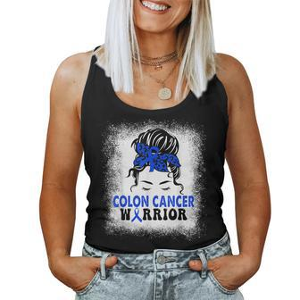Colon Cancer Awareness Colorectal Cancer Messy Bun Women Tank Top - Seseable