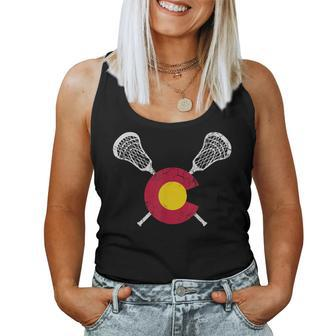Colorado Flag Lacrosse Lax Player Team Coach Mom Dad Women Tank Top - Monsterry