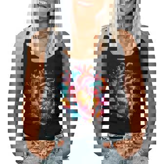 Colorful Anatomical Cardiology Cardiac Nurse Women Tank Top | Mazezy