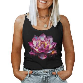 Colorful Lotus Graffiti Trendy Cute Flower Fashion Women Tank Top - Monsterry