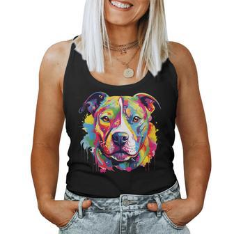Colorful Pit-Bull Terrier Dog Love-R Dad Mom Boy Girl Women Tank Top - Monsterry UK