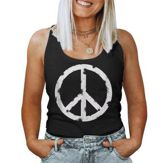 Cool Distressed Hippie Peace Sign Vintage Hippy Men Women Tank Top - Monsterry