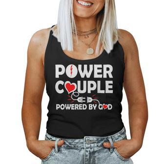 Cool Power Couple Powered By God Christian Believer Lovers Women Tank Top - Monsterry DE