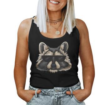 Cool Raccoon With Sunglasses Raccoon Face Women Tank Top - Monsterry CA