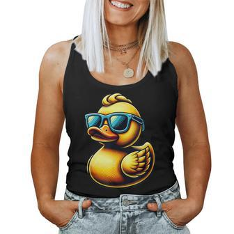 Cool Rubber Duck With Sunglasses Duckling Cute Ducky Women Tank Top | Mazezy