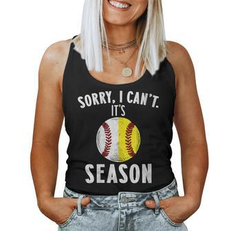 Cool Softball Mom Baseball Sorry I Can't Its Baseball Season Women Tank Top | Mazezy DE