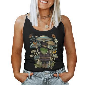 Cottagecore Aesthetic Frog Cute Mushroom Kawaii Moon Vintage Women Tank Top - Monsterry AU