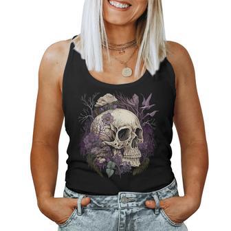 Cottagecore Skull Mushroom Collector Morel Mycologist Goth Women Tank Top - Thegiftio UK