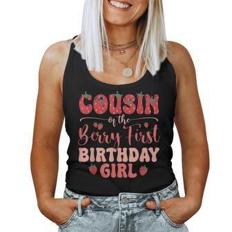 Cousin Of The Berry First Birthday Girl Strawberry Family Women Tank Top - Seseable