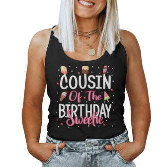 Cousin Of The Birthday Sweetie Girl Ice Cream Theme Party Women Tank Top - Monsterry