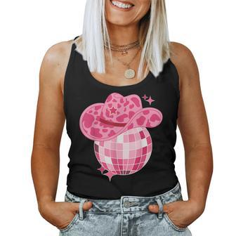 Cowboy Hat Disco Groovy Ball Girls Let's Go Western Cowgirls Women Tank Top - Seseable