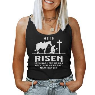 Cowboy Kneeling Cross Easter Risen Western Christian Jesus Women Tank Top | Mazezy UK