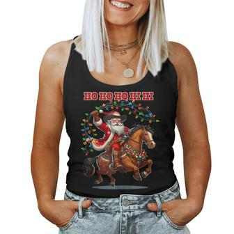 Cowboy Santa Claus Riding A Horse Christmas Xmas Women Tank Top - Monsterry