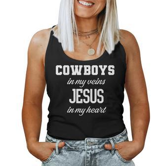 Cowboys In My Veins Jesus In My Heart Christian Women Tank Top - Monsterry DE