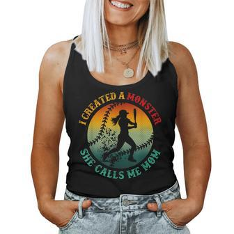 I Created A Monster She Calls Me Mom Mother's Day Softball Women Tank Top - Monsterry AU