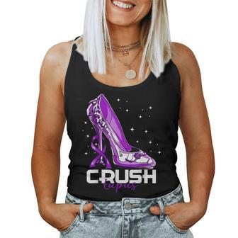 Crush Lupus Awareness Purple High Heel Purple Ribbon Womens Women Tank Top - Seseable