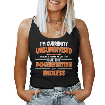 Currently Unsupervised Graphic Sarcastic Very Women Tank Top - Thegiftio UK