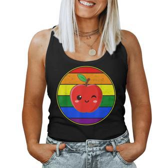 Cute Apple Lover Lgbtq Stuff N Rainbow Kawaii Love Fruit Women Tank Top - Monsterry