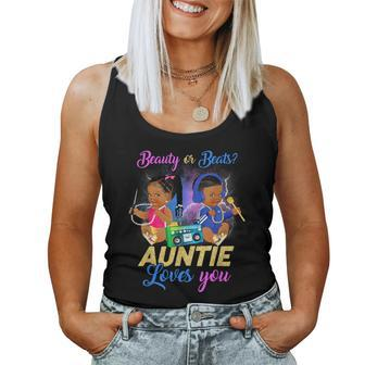 Cute Beauty Or Beat Auntie Loves You -Gender Reveal Party Women Tank Top - Seseable