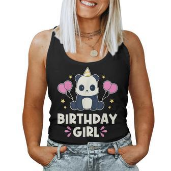 Cute Birthday Girl Kawaii Panda Graphic Women Tank Top - Monsterry
