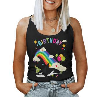 Cute Birthday Girl Orca Lovers & Killer Whale Lovers Rainbow Women Tank Top - Monsterry