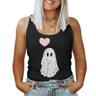 Cute Be My Boo Valentines Ghost With Balloon Girls Women Tank Top - Monsterry AU