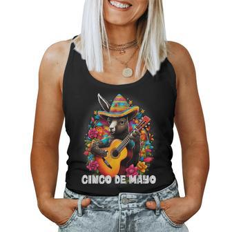 Cute Donkey Cinco De Mayo Mexican Holiday Guitar Music Women Tank Top - Monsterry