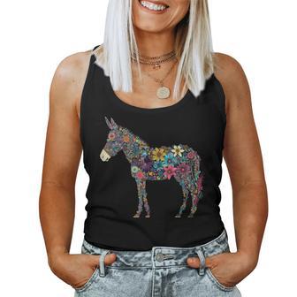 Cute Flower Donkey On Summer Floral Donkey Women Tank Top - Monsterry UK