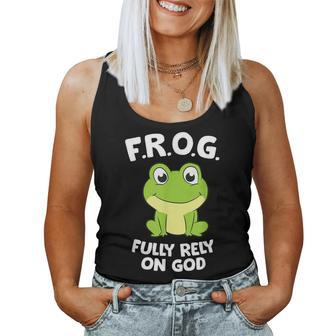 Cute Frog Fully Rely On God Christian Frog Women Tank Top - Monsterry CA