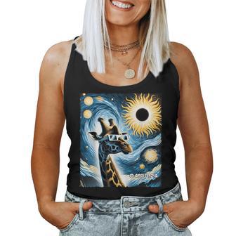 Cute The Giraffe Little Animals Pet Lovers Solar Eclipse Women Tank Top - Seseable