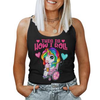 Cute Ice Cream Eating Unicorn Girl In Wheelchair Women Tank Top - Monsterry UK