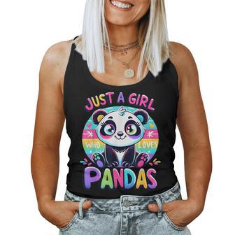 Cute Kawaii Colorful Just A Girl Who Loves Pandas Women Tank Top - Thegiftio UK