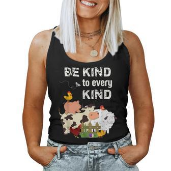 Cute Be Kind To Every Kind Animal Lover Vegetarian Women Tank Top - Monsterry