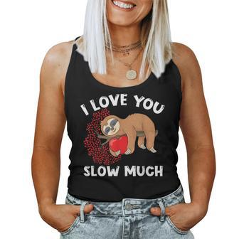 Cute Lazy Sloth Holding Heart Love Sloth Valentines Day Women Tank Top - Thegiftio UK