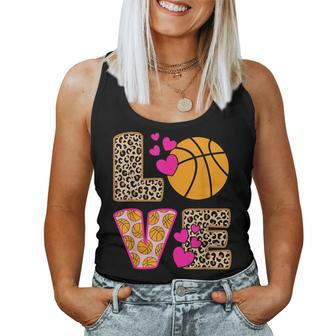 Cute Love Basketball Leopard Print Girls Basketball Women Tank Top - Monsterry