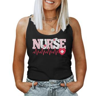 Cute Pink Nurse Heartbeat Nursing Women Tank Top - Thegiftio UK
