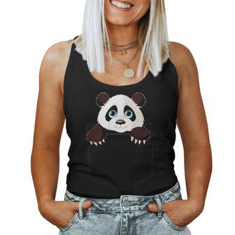 Cute Pocket Panda Bear Lover Dad Mom Kidding Women Tank Top - Monsterry