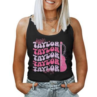 Cute Retro Taylor First Name Personalized Groovy Birthday Women Tank Top | Mazezy